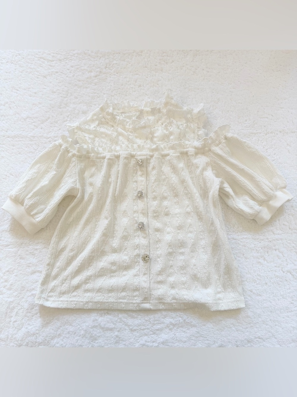 Jirai Kei Ryosan Lolita Bow Lace Tops Japan Idol White Lizlisa Hime Off Shoulder